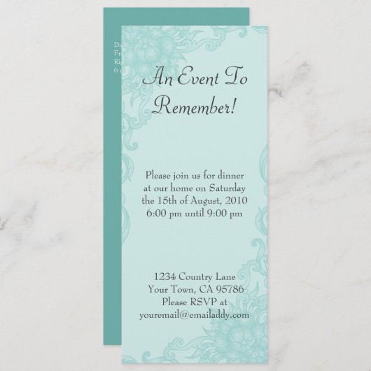 クラシックフローラエレガンスディナーパーティの招待状 招待状 (正面/裏面)