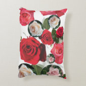 クラシックフローラエレガントシックな赤、クリーム、ピンクのバラ アクセントクッション (裏面(縦))