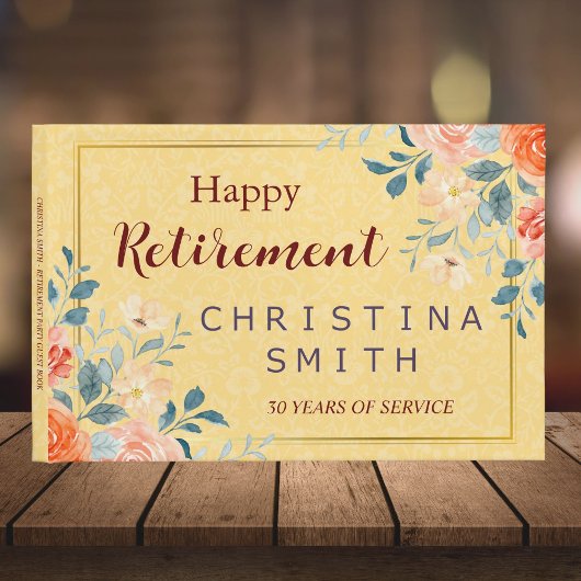 クラシックフローラエレガント水色退職パーティー ゲストブック