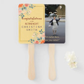 クラシックフローラエレガント水色退職パーティー ハンドファン (正面&裏面)