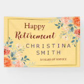 クラシックフローラエレガント水色退職パーティー 横断幕 (横)