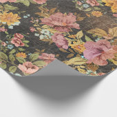 クラシックフローラオンブラック ラッピングペーパー (角)