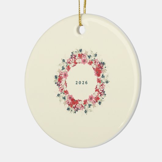 クラシックフローラクリスマス植物家族の写真 セラミックオーナメント (左)