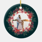 クラシックフローラクリスマス植物家族の写真 セラミックオーナメント (裏面)