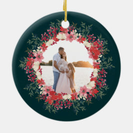 クラシックフローラクリスマス植物家族の写真 セラミックオーナメント