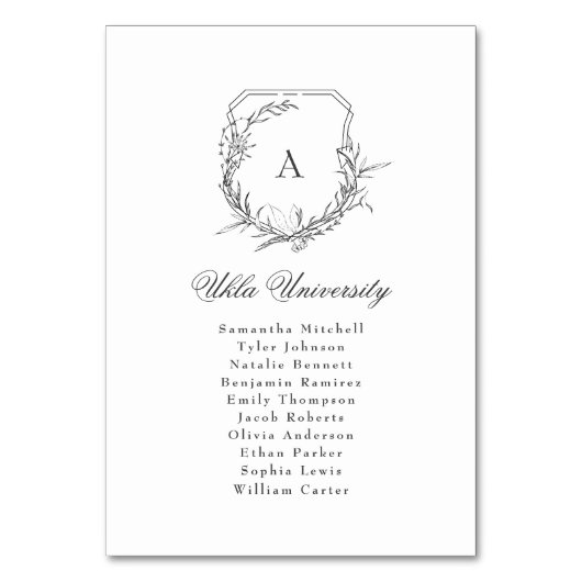 クラシックフローラクレストモノグラム座席表 テーブルナンバー (裏面)