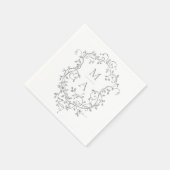 クラシックフローラクレストモノグラム結婚ズ スタンダードカクテルナプキン (角)