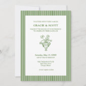 クラシックフローラグリーンガーデンシンストライプのズ結婚ス 招待状 (正面)