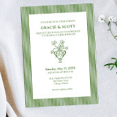 クラシックフローラグリーンガーデンシンストライプのズ結婚ス 招待状