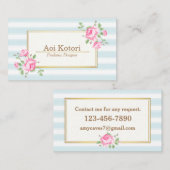 クラシックフローラストライプバラ 名刺 (正面/裏面)