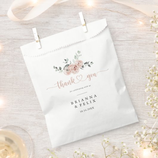 クラシックフローラダスティピンクローズありがとうござ結婚う フェイバーバッグ (クリップ留めされた状態)