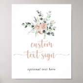 クラシックフローラダスティピンクローズカスタム文字標識 ポスター (正面)