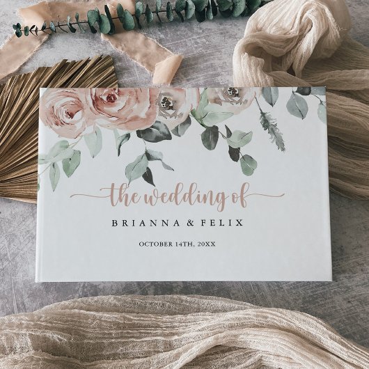 クラシックフローラダスティピンクローズ結婚ズ ゲストブック