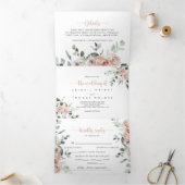 クラシックフローラダスティピンクローズ結婚ズ 三つ折り招待状 (内部)