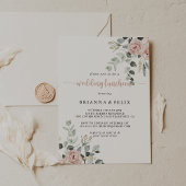 クラシックフローラダスティピンクローズ結婚ランチ 招待状