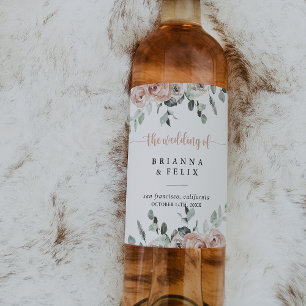 クラシックフローラダスティピンク結婚ローズ ワインラベル