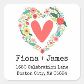 クラシックフローラハートリース差出人住所 スクエアシール (正面)