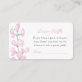 クラシックフローラピンク女の子ベビシャワーおむつラッフル エンクロージャーカード (正面)