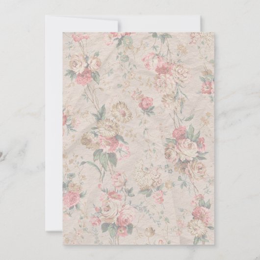 クラシックフローラフェミニンヴィンテージボウ誕生日 招待状 (裏面)