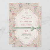 クラシックフローラフェミニンヴィンテージボー結婚ス 招待状 (正面/裏面)