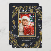 クラシックフローラフォトホリデーカード 招待状 (正面/裏面)