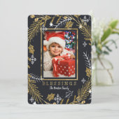 クラシックフローラフォトホリデーカード 招待状 (スタンド正面)