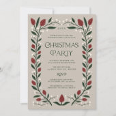 クラシックフローラフレームクリスマスパーティー 招待状 (正面)