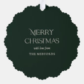 クラシックフローラフレーム写真クリスマス |緑 オーナメントカード (裏面)