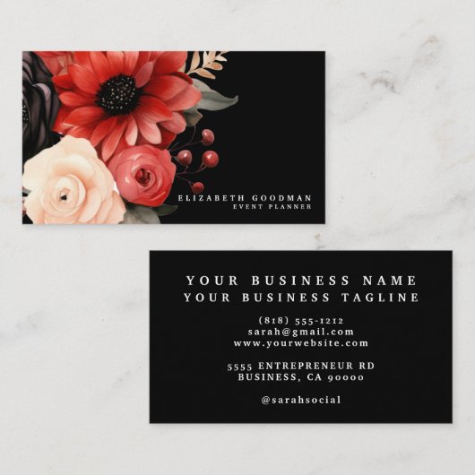 クラシックフローラブラック名刺 名刺 (正面/裏面)