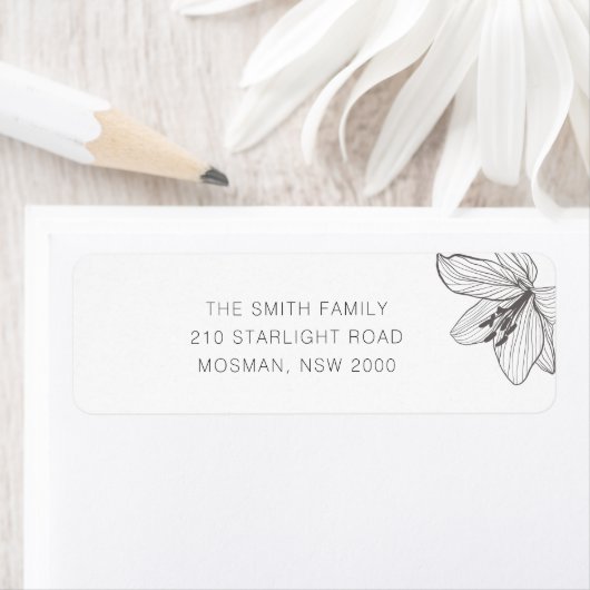 クラシックフローラブラック&ホワイト差出人住所ラベル ラベル (インサイチュ)