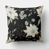 クラシックフローラホワイトボタニカルオンブラック クッション (裏面)