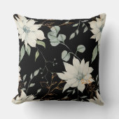 クラシックフローラホワイトボタニカルオンブラック クッション (正面)