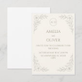 クラシックフローラミニマル結婚ズ 招待状 (正面/裏面)