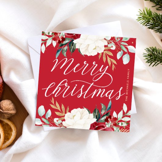 クラシックフローラメリークリスマス ノートカード