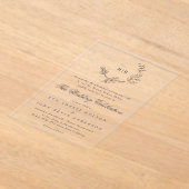 クラシックフローラリースモノグラ結婚ムズ アクリル招待状 (レイダウン)