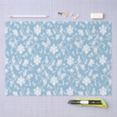 クラシックフローラ中国のデザインブルー 薄葉紙 (クラフト)