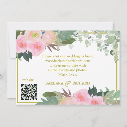 クラシックフローラ写真結婚の日救付 招待状 (裏面)