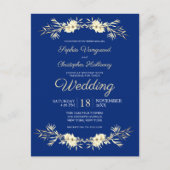 クラシックフローラ冬小麦の青結婚色 インビテーションポストカード (正面)