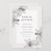 クラシックフローラ図解入りの、写真付きのリリーブライダルシャワー 招待状 (正面/裏面)