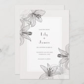クラシックフローラ図解入りの、写真付きのリリー日付を保存 招待状 (正面/裏面)
