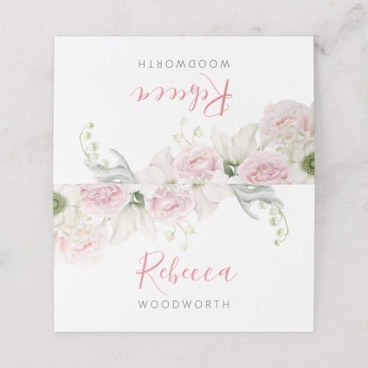 クラシックフローラ座席表のピンクと白結婚。 プレイスカード (外部開封)