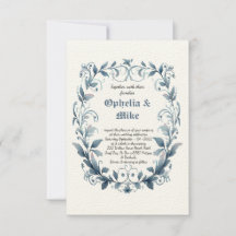 クラシックフローラ水カラー結婚式招待状