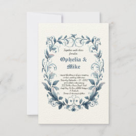 クラシックフローラ水カラー結婚式招待状 招待状