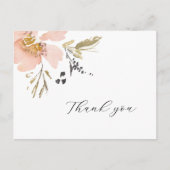 クラシックフローラ水色スクリプトサンキューカード ポストカード (正面)