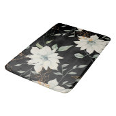 クラシックフローラ白の植物黒の背景 バスマット (アングル)