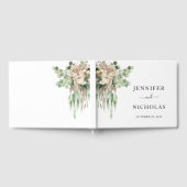 クラシックフローラ白黒ペオニー結婚ズ ゲストブック (全面)