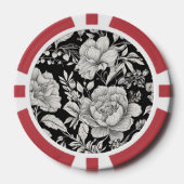 クラシックフローラ白黒ヴィンテージ ポーカーチップ (正面)