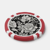クラシックフローラ白黒ヴィンテージ ポーカーチップ (シングル)