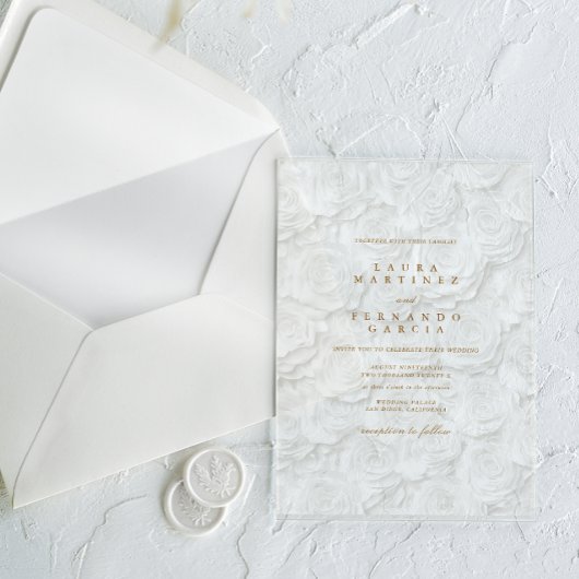 クラシックフローラ結婚の アクリル招待状