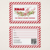 クラシックフローラ赤ホワイトベリークリスマスギフトカード (正面&裏面)